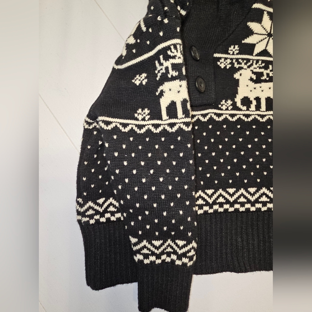Peek...Little Peanut Sz 12-18 Months Black Sweater Pullover Reindeer - Picture 5 of 10